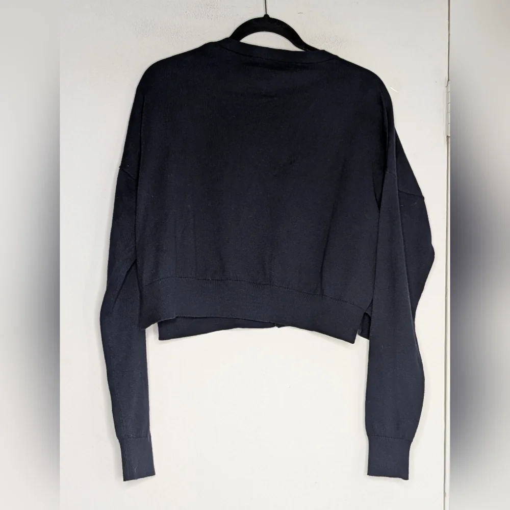 ORGANIC BY JOHN PATRICK crop cardigan in navy - Picture 2 of 7